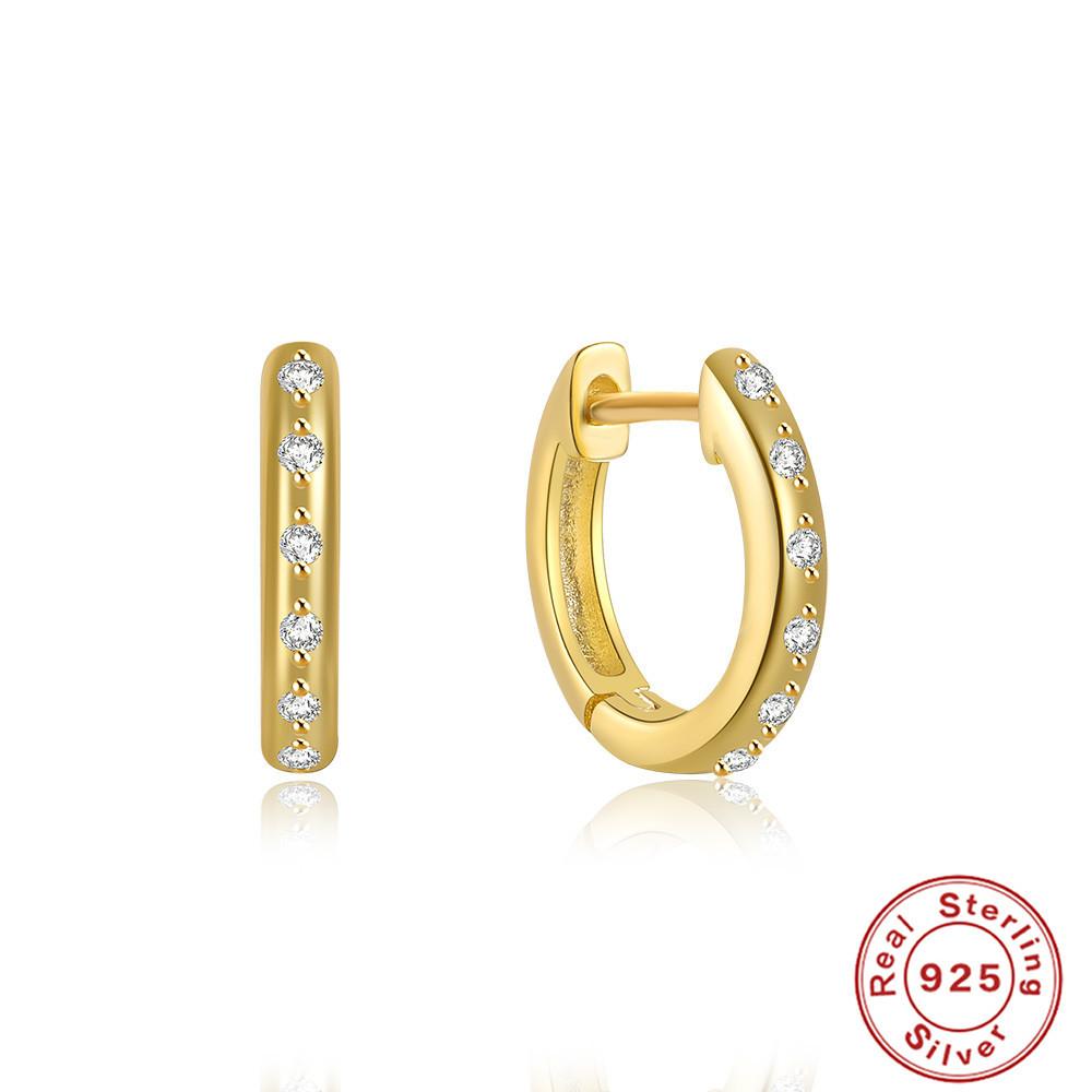 Simple Style S925 Sterling Silver Personality Size Diamond Leaf Glossy Luxury Earrings Ear Buckles Earrings Huggie