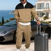 Nuovi Arrivi Invernali: Set da uomo casual minimalista per esterni, con felpa con cappuccio e pantaloni, colori a contrasto, oversize, stile workwear, colletto alto
