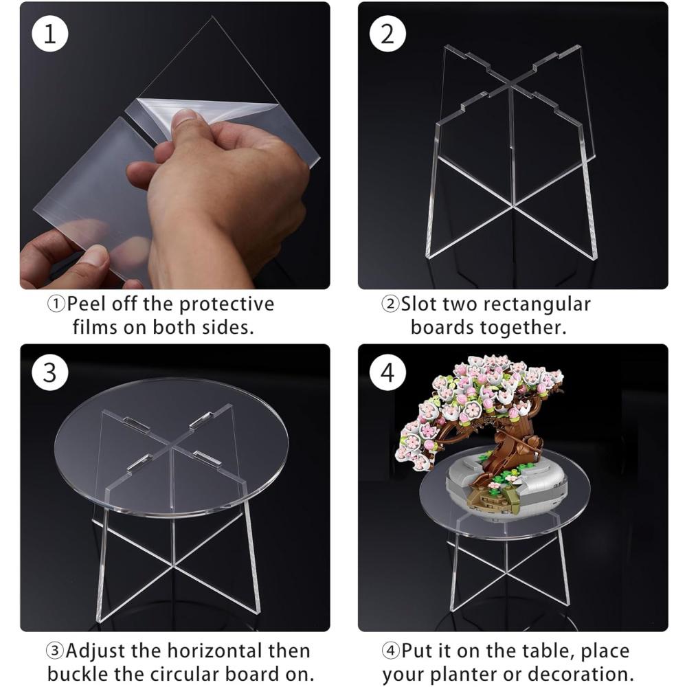 2 Pack Clear Acrylic Plant Stand Indoor Multifunctional Display Stand Modern Home Room Decor Stand