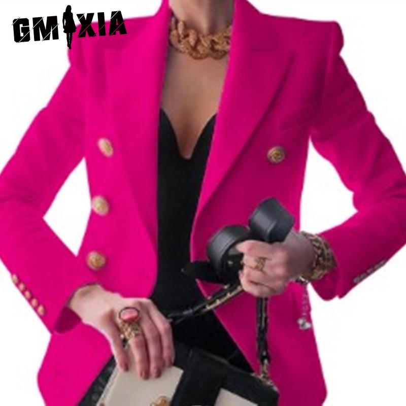 GMXIA Women's Vintage Casual Lattice Print Autumn Winter Long Sleeve POLO Neck Jackets & Coats