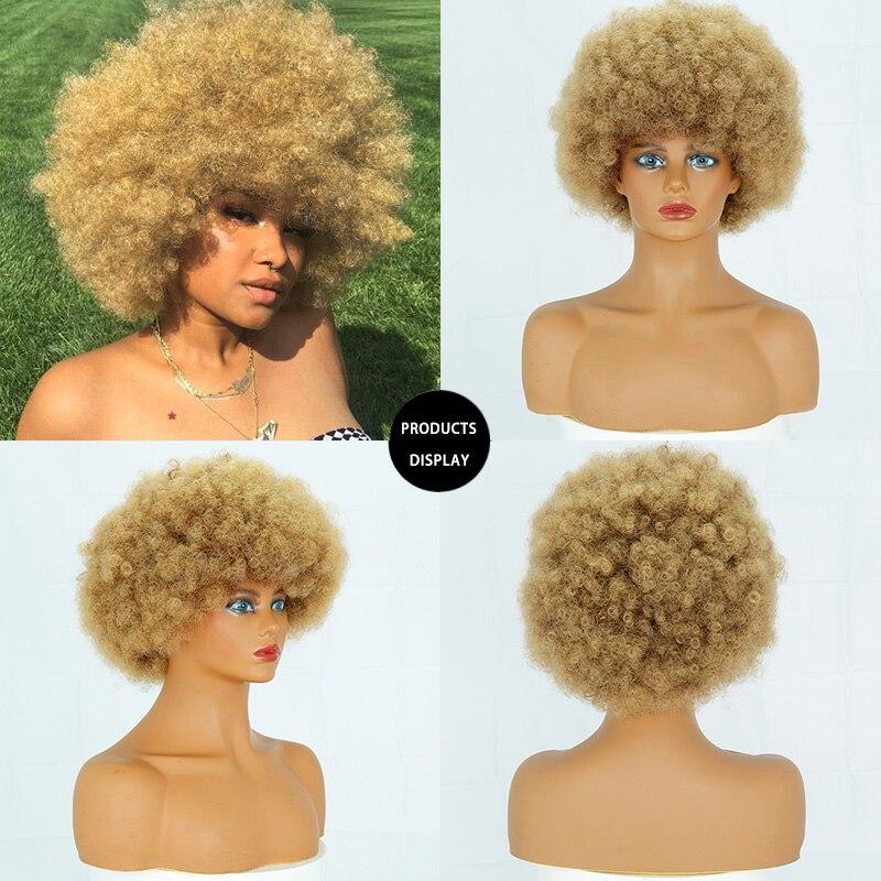 XINRAN Kıvırcık Doğal Siyah Gri Ombre Saç Isıya Dayanıklı Sentetik Peruk Kadınlar İçin Patlamalı Karışık Kahverengi ve Sarı Peruk