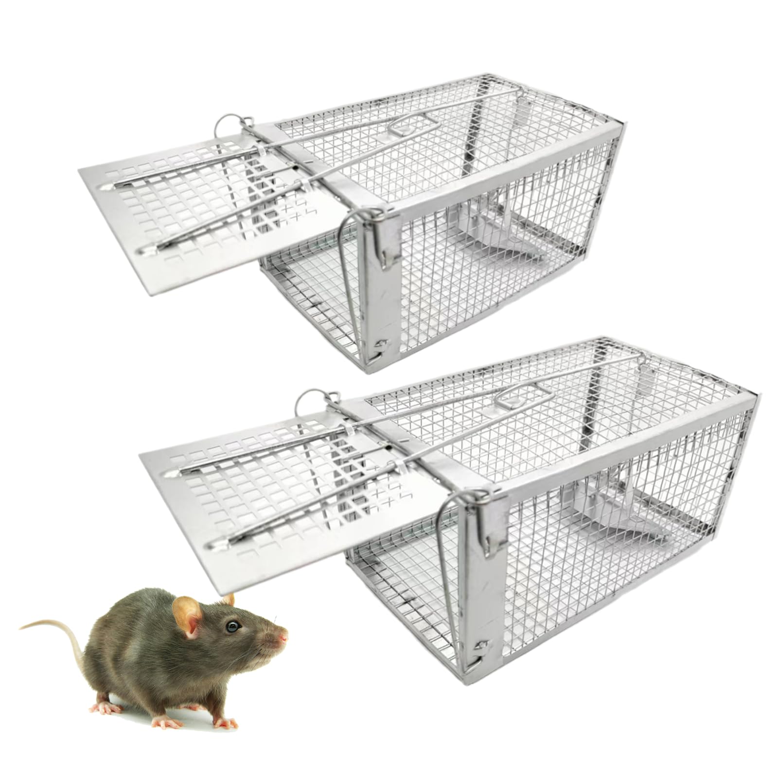 

PIXESTT Гуманная мышеловка Идеально подходит для ловли мышей и хомяков Дружелюбные маленькие гуманные клетки для живой ловли крыс x x 2 штуки Ловушки, Живые, Животные, - 11.2 5.5 серебряный