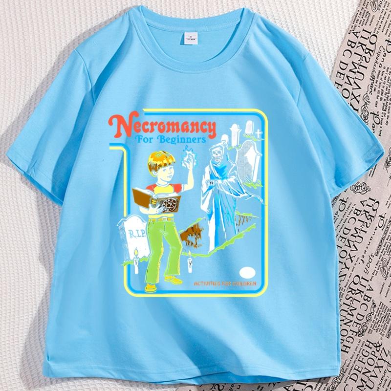 Necromancy for Beginners Activities for Children T Shirts for Man Woman Vintage Printed Tshirt Round Neck Short Sleeve Clothing