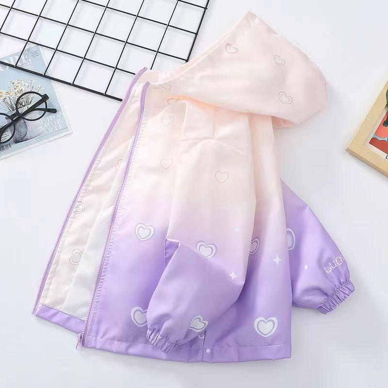 

Дівчачий вітрівка з градієнтом 2025: Стильна вітрозахисна весняно-осіння куртка для дітей 130 (Height ~120cm)