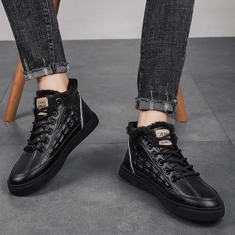 Men ankle Boots Winter High Top Leather Shoes Fashion Cotton Fashion Ankle Boots Business Casual Outdoor Shoes Male Sneakers