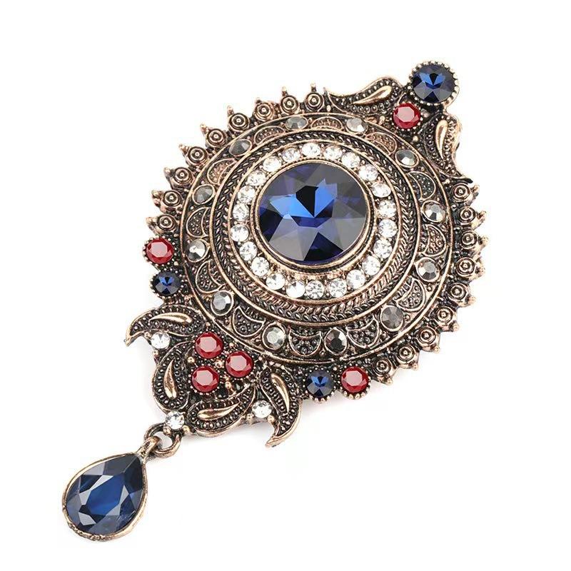 Fashion Bohemian Brooch Alloy Gemstone Set Christmas Gift Banquet Wedding Dress Accessories