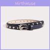 Punk Style Womens Studded Leather Belt With Alloy Buckle For Fashion Outfit