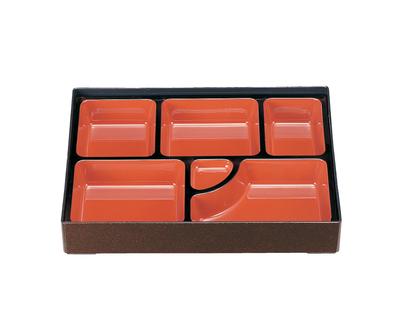 Wakaizumi Horin Bento Vermilion and Lacquerware, 12-inch Box, D.X. Divider, Black, 1-361-1