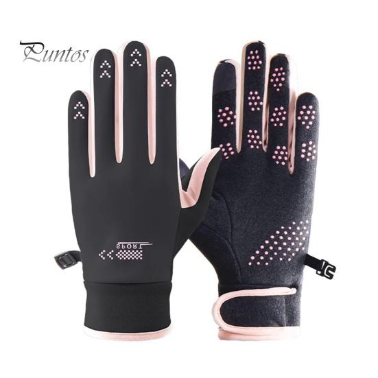 

1 пара женских зимних перчаток для велоспорта, утолщенные, с плюшевой подкладкой, водонепроницаемые, с застежкой на запястье, с отличным сцеплением и противоскользящими свойствами для холодной погоды, вождения, катания на лыжах чёрный
