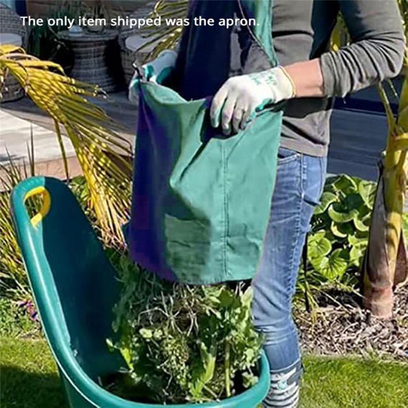 A84E-Waterproof Chest Pocket And Quick Release Harvest Pouch Versatile Gardening Apron Blue