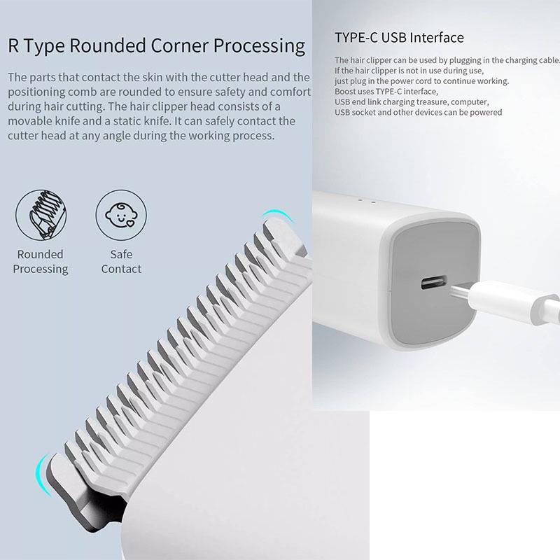 Xiaomi ENCHEN Boost Tragbarer elektrischer USB-Haarschneider mit zwei Geschwindigkeiten, Keramikschneider, schnelles Aufladen der Haare