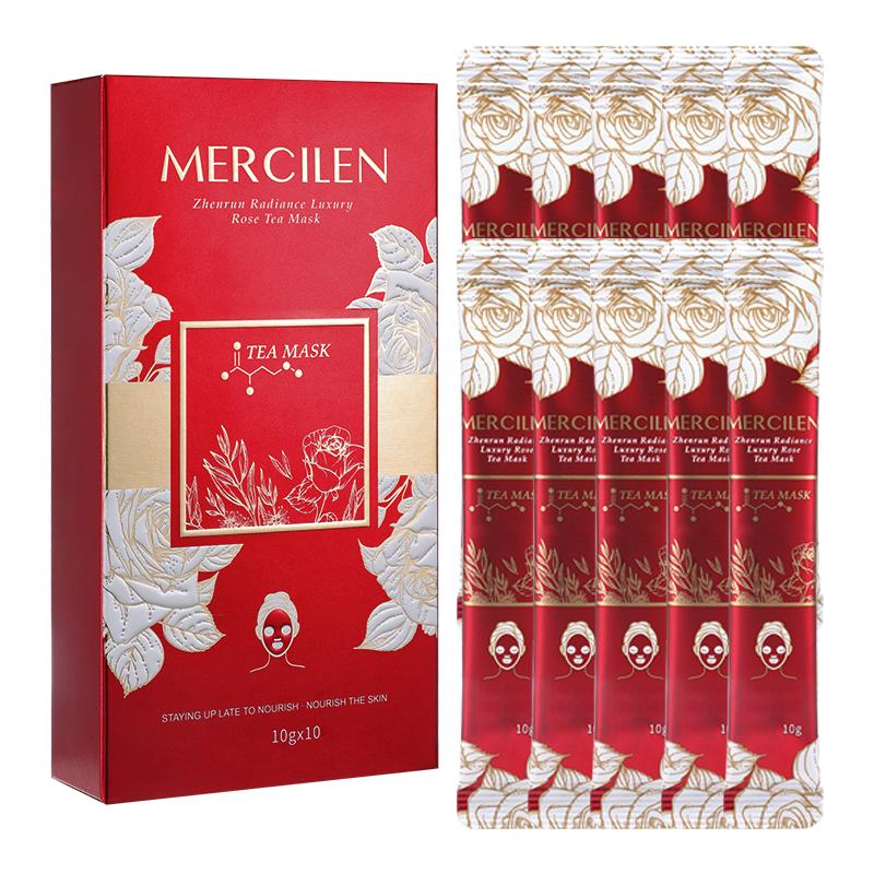 

MERCILEN 10 г x 10 шт. Увлажняющая маска с экстрактом розового чая, контролирующая жирность, для лица, для женщин и девочек, против морщин