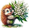 QT2368#15cm Vibrant Hedgehog with Bell Orchid Cartoon Animal Design, Trucks, Phones, Motorcycles, Car Bumpers Sticker