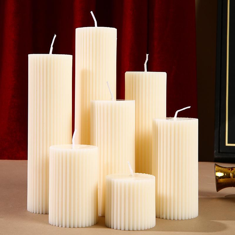 White Cylindrical Aromatherapy Soy Candle - Creative Ornament for Holiday Atmosphere