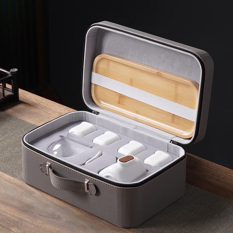 WSY Travel Tea Set with Pot, Four Cups & Tea Tray