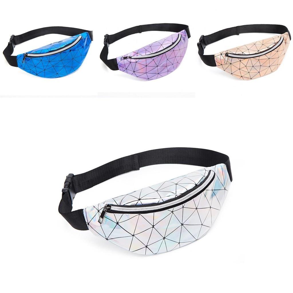 Elegant Geometric Holographic Waist Bags Stylish Fanny Belt Packs For Any Occasion