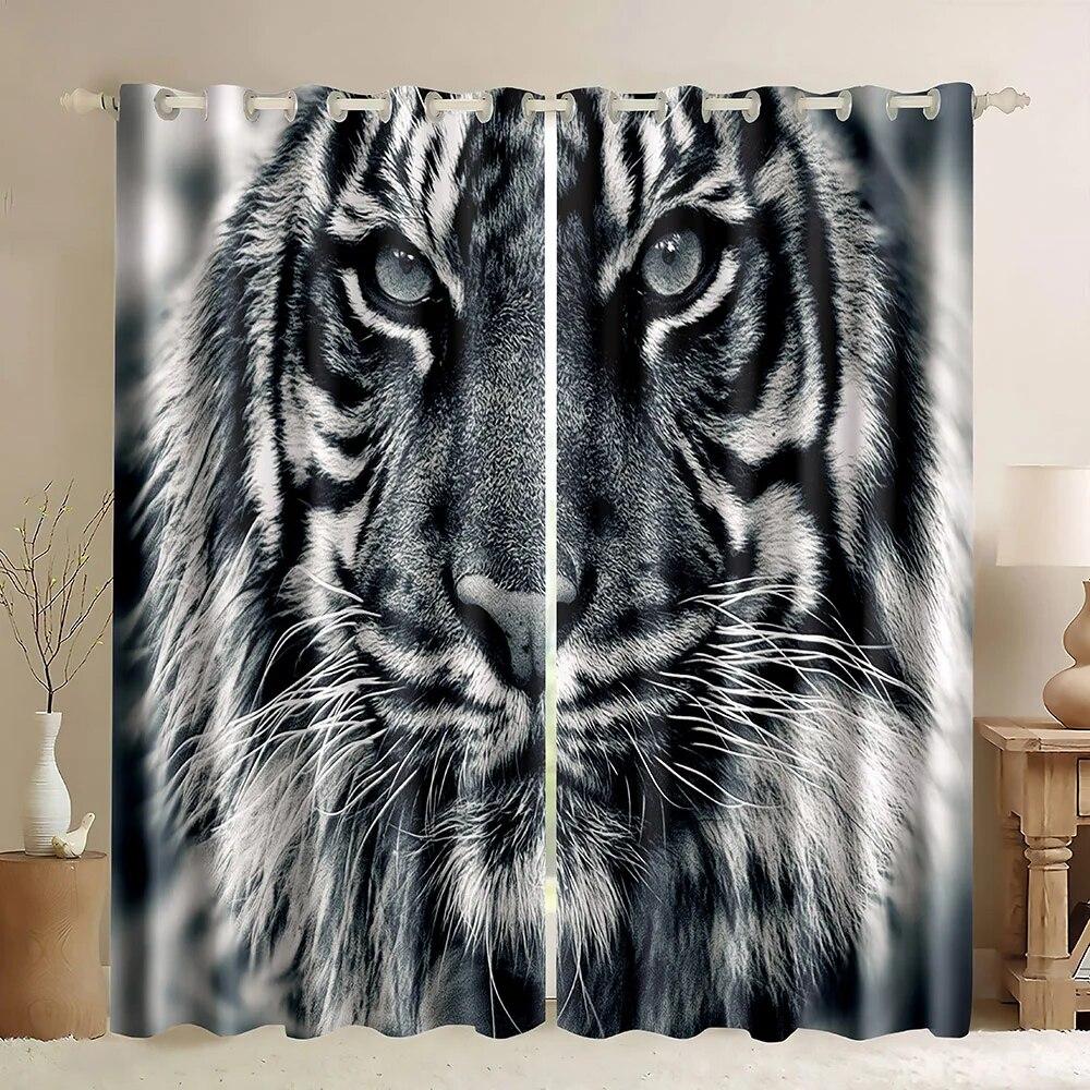 Cortinas Blackout de Leopardo Cortina de Animal Salvaje Sala de Estar Dormitorio Alto Sombreo Cortina de Ventana Cortinas de Apertura Bipartita Derecha