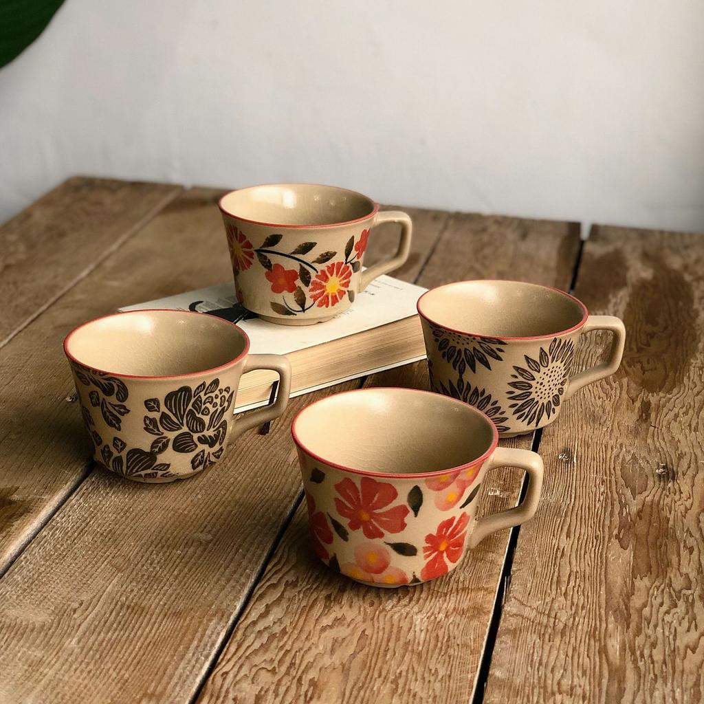 Creative Ice Crack Ceramic Cup Flower High Value Mug Light Luxury Home Office Coffee Cup Breakfast Milk Cup