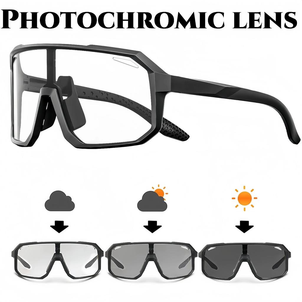 Photochromic Sports Sunglasses Oversized Monolithic Lens Comfort Fit for Cycling Hiking UV400 Lightweight Adventure Ready