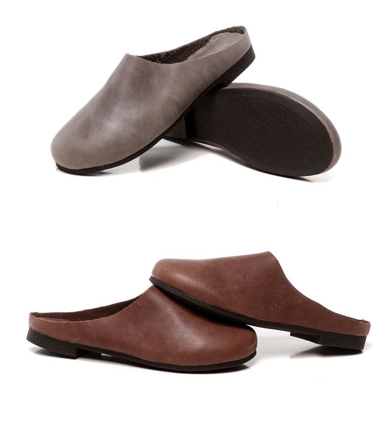 Vintage Mori Style Women's Handmade Genuine Leather Flats