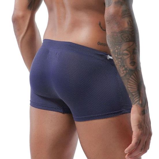 Summer Men Swim Shorts Low-rise Solid Color Beach Tight Swimming Trunks