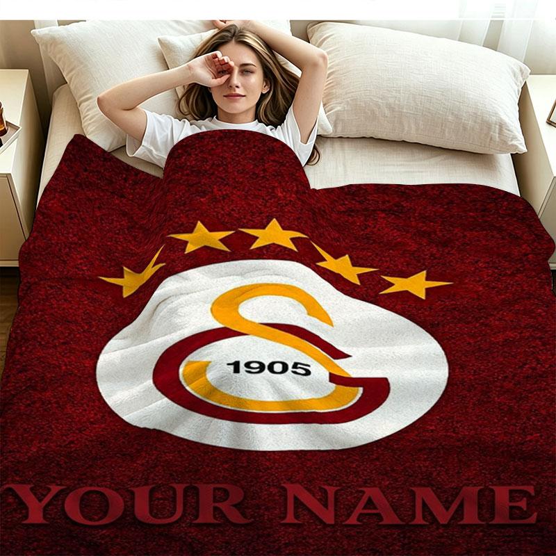 1PC Galatasaray S Custom Name Patterned Flannel Blanket Suitable For All Seasons for Home Decor Warmth and Comfort Gifts Holiday Present