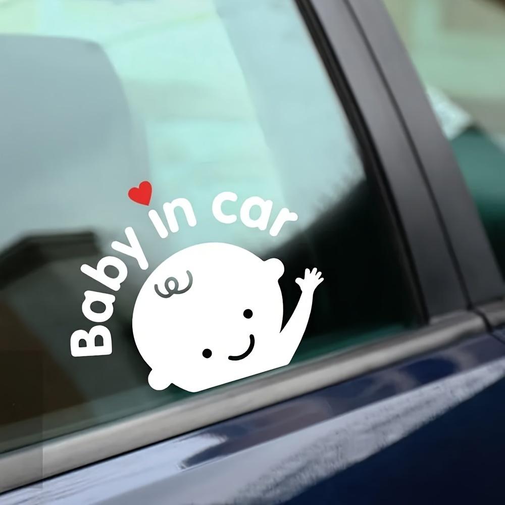 2pcs Cute "Baby in the Car" warning sticker cartoon windshield sticker - waterproof vinyl sticker, car safety and fashion