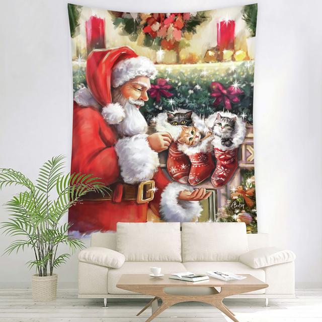 

Рождественский фон Санта-Клаус фон украшения гобелен Рождественская вечеринка фон гобелен Рождественский дом 95x70cm