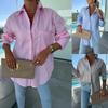 2025 Spring Women's Striped Pocket Long Sleeve Casual Shirt