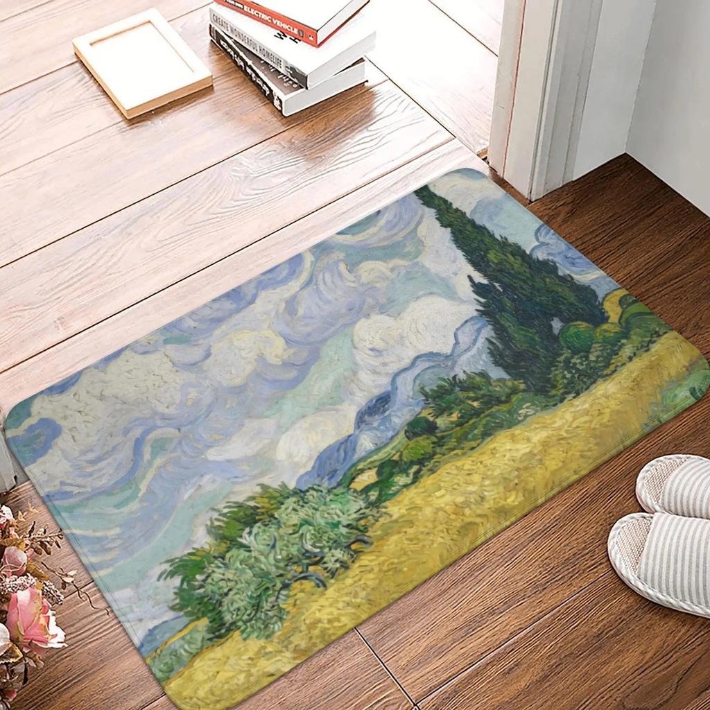 Twelve Sunflowers Carpet Retro Art Flower Anti Slip Floor Mat Kitchen Bedroom Entrance Carpet Home Party Warm Decoration