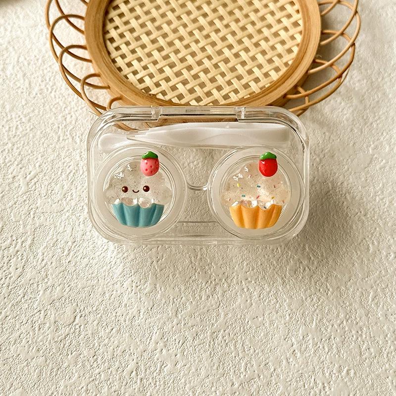 Macaron kolorowe etui na soczewki kontaktowe dziewczyna czarne fioletowe etui na soczewki kontaktowe z silikonową pęsetą mini kieszonkowe pudełko