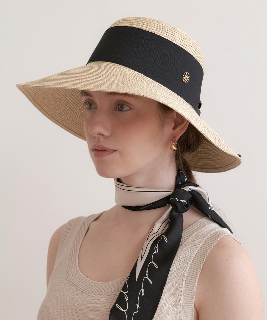 Hallen Long Visor Ribbon Cloche Hat (C051_Ivory)