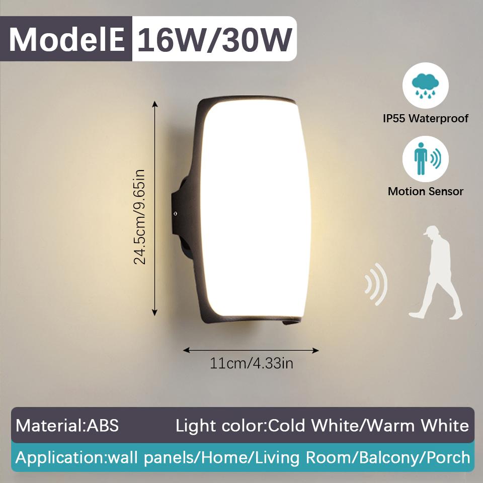LED Wall Lamp Motion Sensor Indoor Outdoor AC85-265V ABS Waterproof Led Lights Modern Home Appliance For Home Living Room Porch