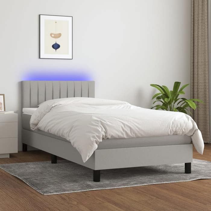 Maison Exclusive - Sommier à lattes de lit avec matelas et LED Gris clair 80x200cm