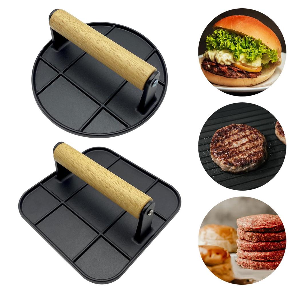 Burgerpresse mit Holzgriff Leicht zu reinigen Professionelle Hamburgerpresse Grillpresse für BBQ Rindfleisch Kochen Grill Steaks