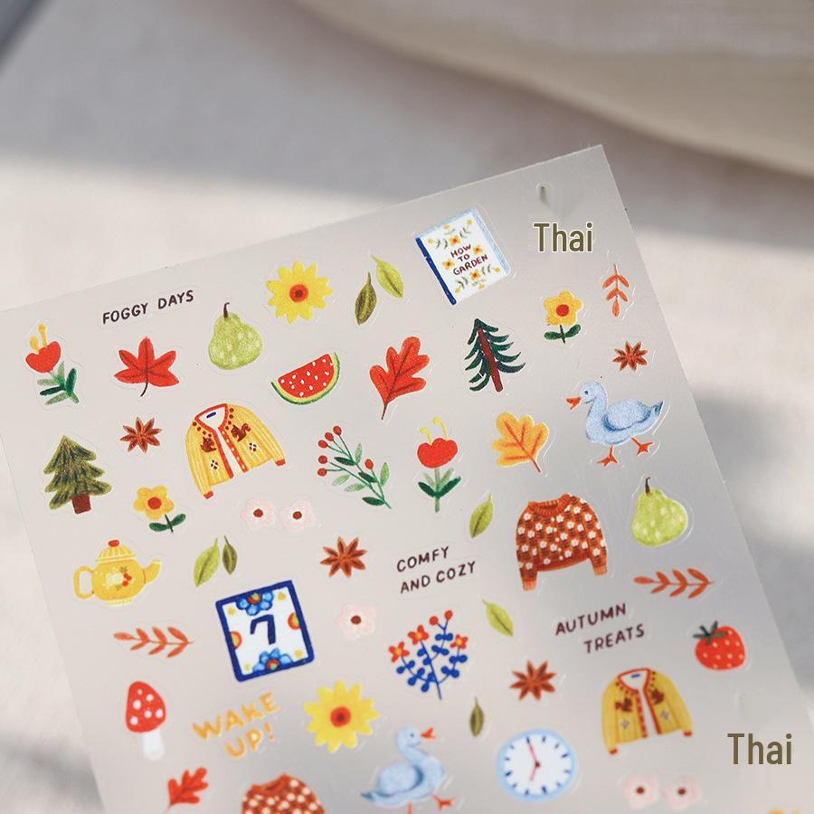 TENSOR Autumn Baking Cartoon Nail Stickers - Thin, Flexible, Self-Adhesive (TS-3831)