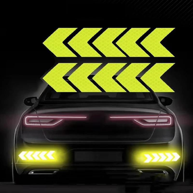 10 Pcs/Set Reflective Arrow Sign Tape Warning Safety Sticker for Car Bumper Trunk Reflector Hazard Tape Motorcycle Accessories