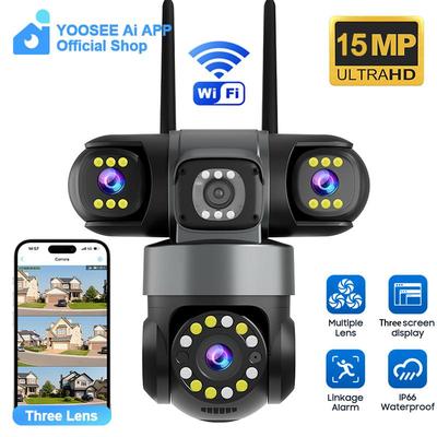 YOOSEE Ai APP Κάμερα Εξωτερικού Χώρου Αδιάβροχη HD 6MP WIFI IP CCTV Νυχτερινή Όραση Αμφίδρομη Ενδοεπικοινωνία Έξυπνη Κάμερα PIR Παρακολούθηση Κινητού Κάμερα Τριών Φακών