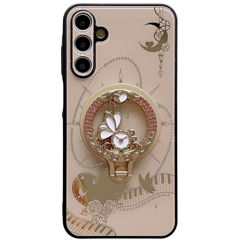 For Samsung Galaxy S25+ Magnetic Case Kickstand TPU+PC Rhinestones Decor Phone Cover