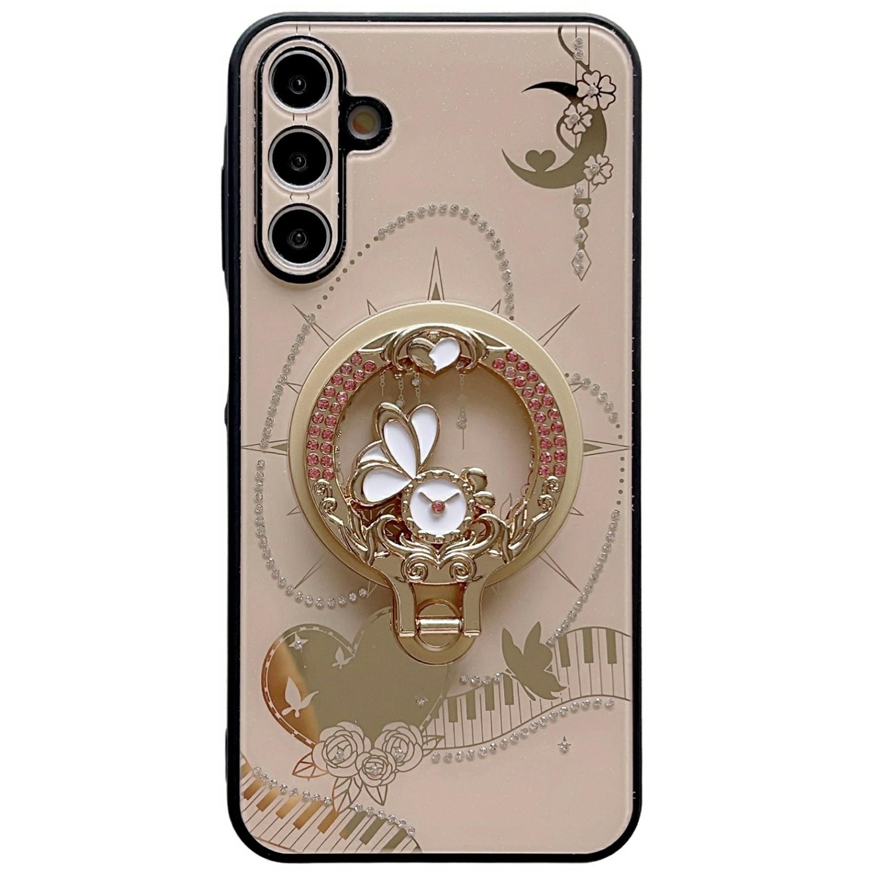 

Для Samsung Galaxy A16 5G/A16 4G Магнитный чехол Подставка ТПУ+ПК Стразы Декор Чехол для телефона Gold