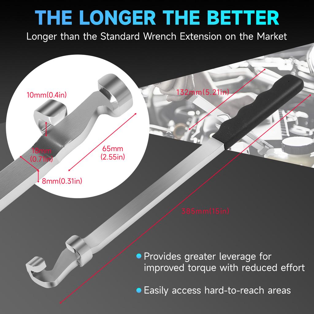 15Inch Electroplating Spanner Torque Amplifier Device for Mechanics Wrench Extension for Tighten Nuts Bolts for Extra Leverage