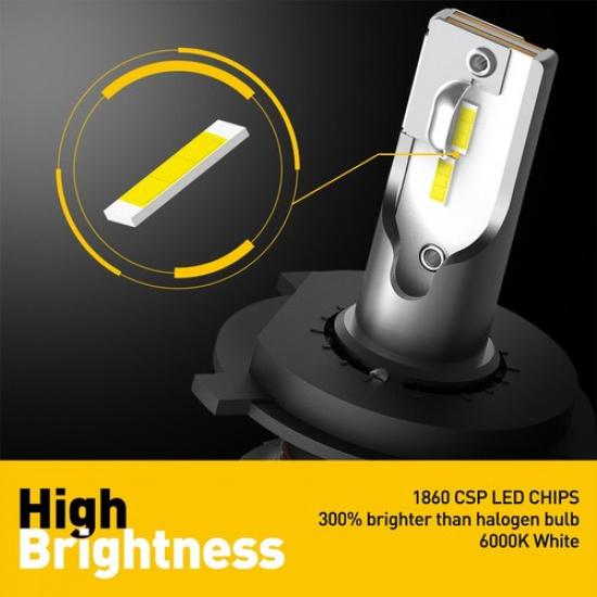 2X AUXITO H4 9003 HB2 16000LM LED Headlight High Low Beam Bulbs 6000K X1 EXV