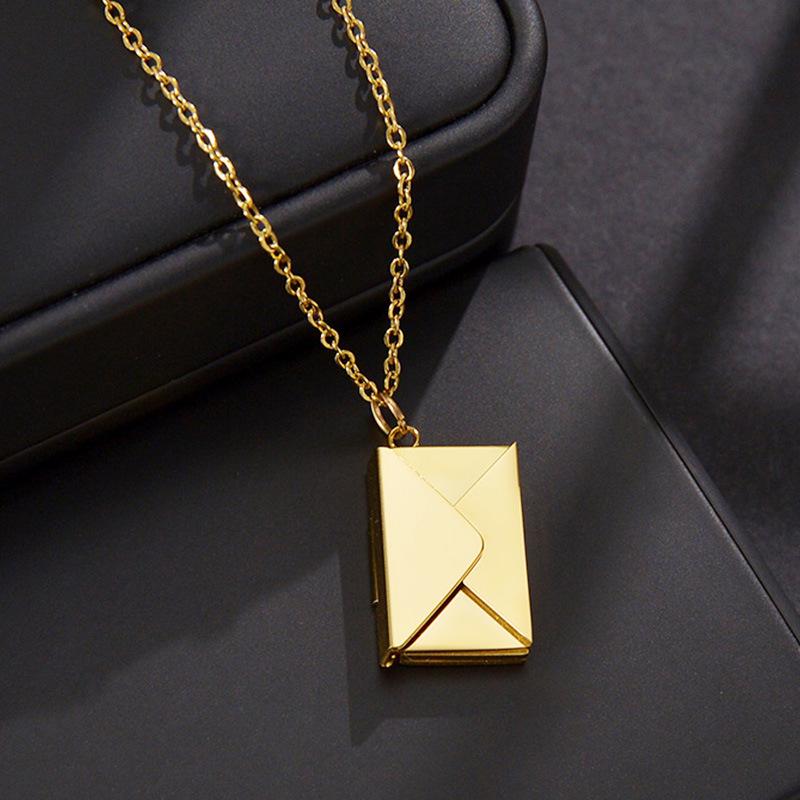 Minimalist Openable Envelope Necklace for Women - Creative Love Letter Design, Stainless Steel Jewelry Inspired by Japan & Korea