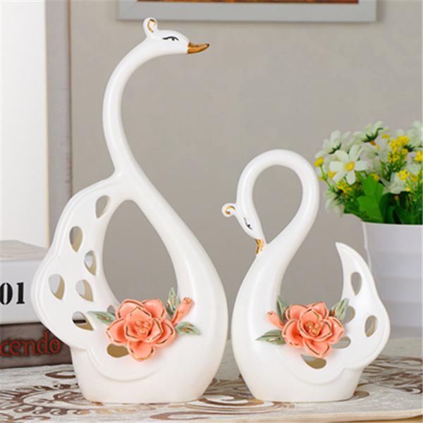 Ceramic Swan Ornaments: Elegant Home Decor for Living Room, Wine Cabinet, or Wedding Gifts
