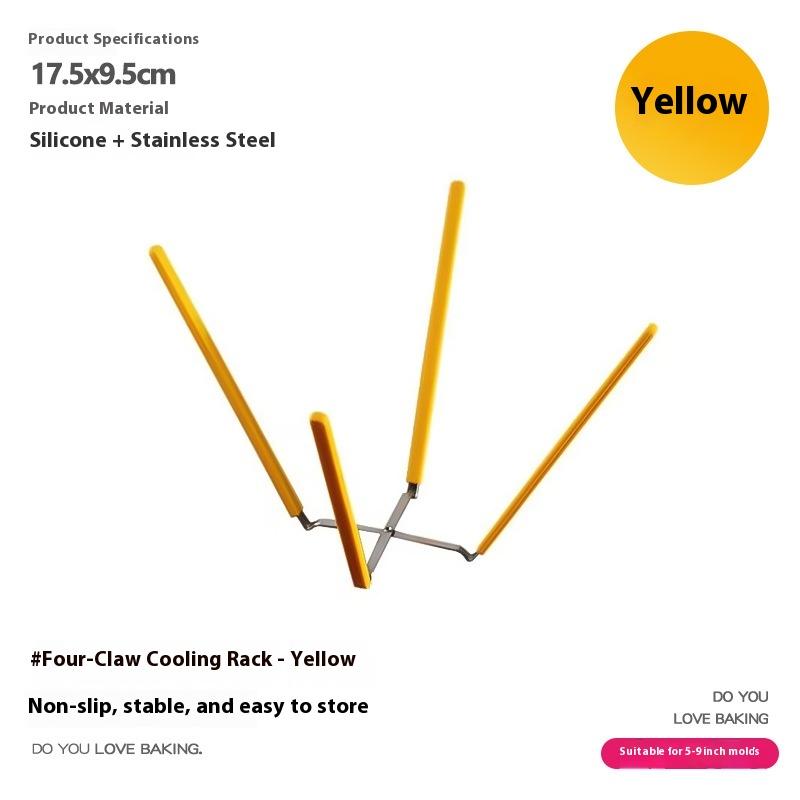 Collapsible Stainless Steel Silicone Cooling Rack - For Chiffon Cake Inverted Drying Stand Baking Tool жёлтый