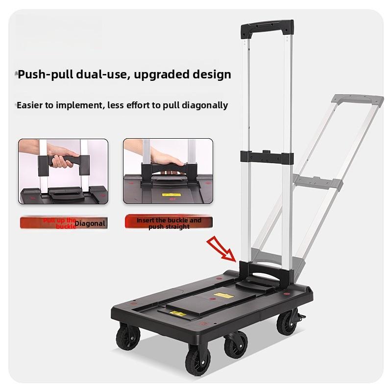 Foldable Portable Hand Cart Lightweight Utility Wagon with Wheels for Home Garden Shopping and Transporting Goods