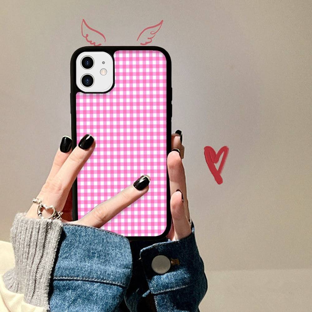 

Simple Chic Lattice Pattern For IPhone 17 16 15 14 13 Pro 12 11 Pro Max Hard PC+TPU Phone Cases Back Cover iPhone 16pro max