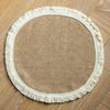 4 Pezzi Tovagliette Rotonde in Juta Rustica Intrecciata Naturale con Nappe, Tovagliette Tessute Boho per Matrimonio Festa Tavola da Pranzo Rustica Decorazione