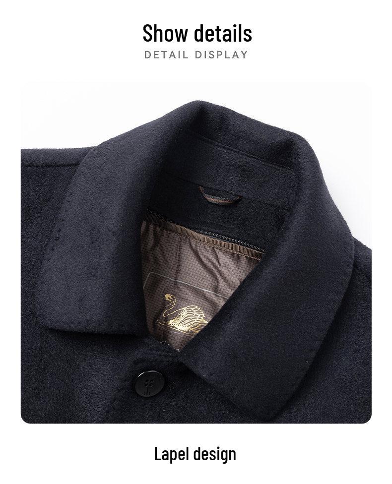 Men's Premium Double-Faced Wool Coat with Detachable Down Liner - Slim Business Windbreaker Jacket