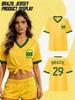 Dámské tričko s potiskem brazilské národní vlajky Módní výstřih do V Krátký rukáv Módní dres pro fanoušky Brazílie Letní dámské oblečení